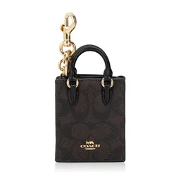 Túi Tote Nữ Coach Signature NS Mini Tote Charm Brown Black CX069 Màu Nâu Đen