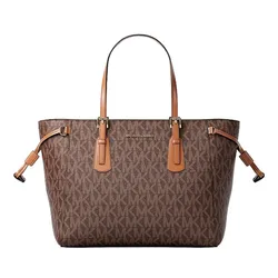 Túi Tote Nữ Michael Kors MK Voyager Extra-Small Signature Logo Convertible Crossbody 35R6GV6T0B Brown Màu Nâu Đen