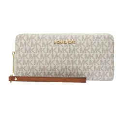 Ví Nữ Michael Kors MK Jet Set Travel Large Logo Continental Wristlet Màu Vanilla