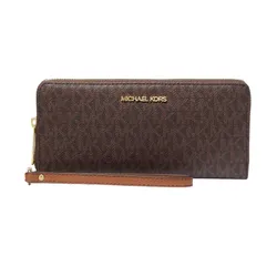 Ví Nữ Michael Kors MK Jet Set Travel Large Logo Continental Wristlet Màu Nâu