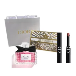 Set Nước Hoa Nữ Dior 4 Món (Miss Dior Essence EDP 80ml + Son Rouge Dior On Stage Lipstick 390 Redwood Star Shine&nbsp;+ Hộp Họa Tiết Bất Kỳ + Túi Giấy)