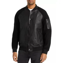 Áo Khoác Da Nam Karl Lagerfeld Men's Neil Snap Front Leather Jacket J5018 Black Màu Đen Size S