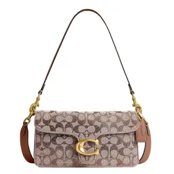 Túi Đeo Vai Nữ Coach Tabby Shoulder Bag 26 Crystal Signature Jacquard CDZ34 Màu Nâu/Xám