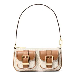 Túi Đeo Vai Nữ Michael Kors MK Small Zoe Bag In Signature Logo Canvas 32S5GZCU1B Màu Vanilla