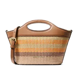 Túi Đeo Vai Nữ Michael Kors MK Tatum Small Striped Woven Crossbody Bag 35S6GTAC1W Radiant Orange Multi Màu Cam Nâu