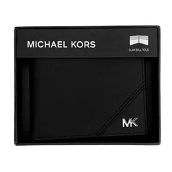 Ví Nam Michael Kors Accessories MK Short Wallet Logo Scratch Màu Đen