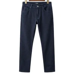 Quần Jean Nam Fendi Dark Blue Velvet Jeans With All-over Lettering FLP201 AGZU F0QG0 Màu Xanh Đậm Size 31