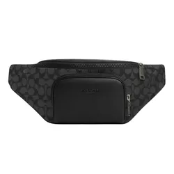 Túi Đeo Chéo Coach Racer Belt Bag In Signature Canvas CT714 Màu Đen Xám