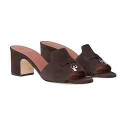 Dép Cao Gót Nữ Loro Piana Summer Charm Sandal Suede Goatskin Colour Pecora Nera FAI5579 H1B3 261 Màu Nâu Size 36