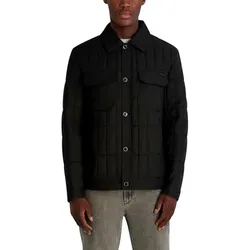 Áo Khoác Nỉ Nam Karl Lagerfeld Herringbone Quilted Shirt Jacket C0273 - Black Màu Đen Size S