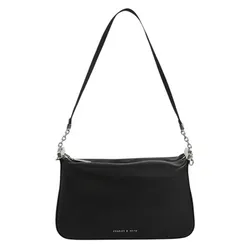 Túi Đeo Vai Charles & Keith CNK Curved Shoulder Bag Noir 80151362-A Màu Đen