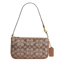 Túi Đeo Vai Nữ Coach Plaza Bag In Crystal Signature Jacquard CFG63 Màu Nâu Be