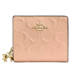 Ví Nữ Coach Snap Wallet In Signature Leather With CFA23 Màu Hồng Cam