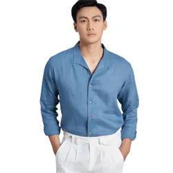 Áo Sơ Mi Nam F2 Fashion & Freedom Linen The New Cool SMM219-XX-S-0323 Màu Xanh Xám Size S