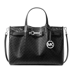 Túi Xách Tay Nữ Michael Kors MK Carson Medium Floral Laser Cut Satchel 35S6S2ZS3Y Màu Đen