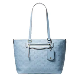 Túi Tote Nữ Michael Kors MK Jet Set Travel Medium Logo Embossed Leather Bag 30S6GTVT6B Màu Xanh