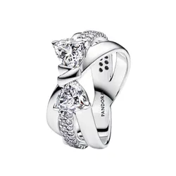 Nhẫn Nữ Pandora Sparkling Bow Crossover Ring Sterling Silver 193553C01 Màu Bạc Trắng Size 50