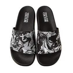 Dép Nam Versace Black Slides With Black Pattern 79YA3SQ4 Màu Đen Size 39