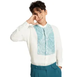 Áo Sơ Mi Nam F2 Fashion & Freedom Linen Casual Menswear SMM220-TPXN-S-0224 Màu Trắng Phối Xanh Size S