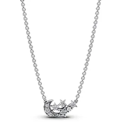 Dây Chuyền Nữ Pandora Sparkling Moon & Star Collier Necklace 392991C01 Màu Bạc