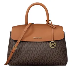 Túi Đeo Chéo Nữ Michael Kors MK Landry Small Signature Logo Satchel 30T6GX7S1B Màu Nâu Đen