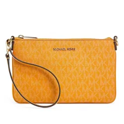 Túi Đeo Vai Nữ Michael Kors MK Jet Set Small Signature Logo Convertible Wristlet 35T5STVW5B Màu Vàng Cam