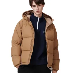 Áo Khoác Phao Nam Lacoste Lightweight Duck Down Short Padded Hooded Jumper BH4484 Z0W Màu Nâu Size 50