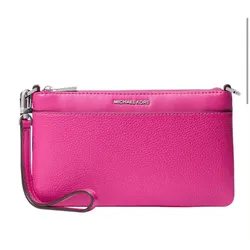Túi Đeo Vai Nữ Michael Kors MK Jet Set Medium Pebbled Leather Convertible Wristlet 32F5SJ6F6L Màu Hồng