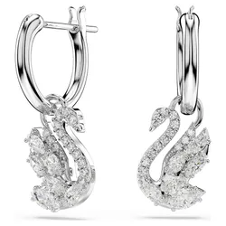 Khuyên Tai Nữ Swarovski Swan Drop earrings Mixed Cuts, Swan, White, Rhodium Plated 5759942 Màu Bạc Trắng