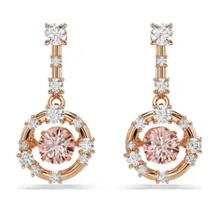 Khuyên Tai Nữ Swarovski Constella Drop Earringsround Cut, Dancing Stone, Pink, 18k Rose Gold Finish 5744239 Màu Vàng Hồng