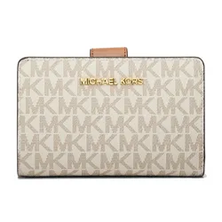 Ví Michael Kors MK 35F8GTVF2B Medium Signature Logo Wallet Vanilla Màu Trắng Nâu