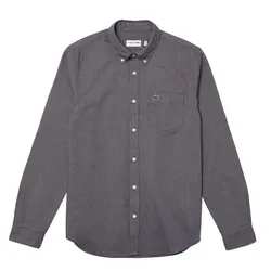 Áo Sơ Mi Dài Tay Nam Lacoste Regular Fit Long-Sleeve Patterned Shirt CH7638 - 525 Màu Xám Size 42