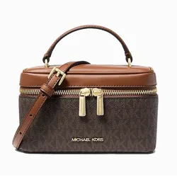 Túi Xách Tay Nữ Michael Kors MK 35F6GVFC5B Vivi Small Signature Logo Vanity Crossbody Bag Màu Nâu Đen