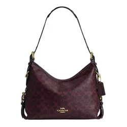 Túi Đeo Vai Nữ Coach Laurel Shoulder Bag With Buckles In Signature Canvas CFP16 Màu Đỏ Mận