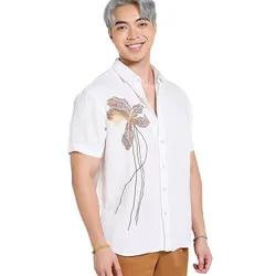 Áo Sơ Mi Nam F2 Fashion & Freedom Linen Tender Drit SMMN004-TRANG THEU-S-1124 Màu Trắng Size S