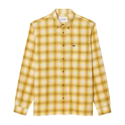 Áo Sơ Mi Dài Tay Nam Lacoste Regular Fit Twill Plaid Button Down Shirt CH1868 - QIQ Màu Vàng Size 38