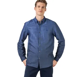 Áo Sơ Mi Dài Tay Nam Lacoste Men's Slim Fit Patterned Ombré Shirt CH0015 - 15L Màu Xanh Navy Size 39