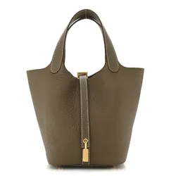 Túi Xách Tay Nữ Hermès Taurillon Clemence Picotin Lock 18 PM Etoupe