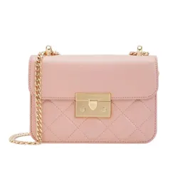Túi Đeo Chéo Nữ Charles & Keith CNK Alva Quilted Chain-Handle Bag CK2-8070136 Light Pink Màu Hồng