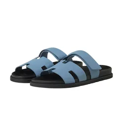 Dép Hermès Chypre Sandal Bleu Jeans H222857ZH3R Màu Xanh/Đen Size 42