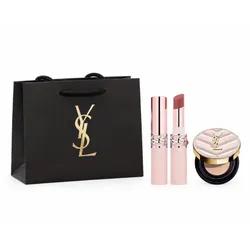 Set Son YSL 04 Red-Handed Màu Đỏ Hồng Đất + Phấn Nước Cushion Tone 10 + Túi YSL