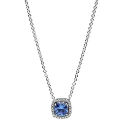 Dây Chuyền Nữ Pandora Sparkling Square Blue Halo Pendant Necklace 393560C01 Màu Bạc/Xanh