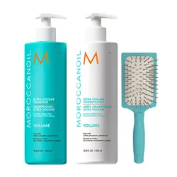 Set Dầu Gội Và Xả Tăng Phồng Tóc Moroccanoil Extra Volume 500ml x 2 + Lược Mini Paddle Brush