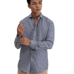 Áo Sơ Mi Nam F2 Fashion & Freedom Linen SMM114-XX-M-0619 Màu Xanh Xám Size M