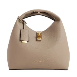 Túi Xách Tay Nữ Charles & Keith CNK Chance Turn-Lock Bucket Bag CK2-10701618 Taupe Màu Nâu Xám
