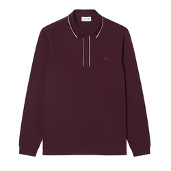 Áo Polo Dài Tay Nam Lacoste Regular Fit Long Sleeved Paris Polo Shirt PH9988 3KE Màu Đỏ Trầm Size 3