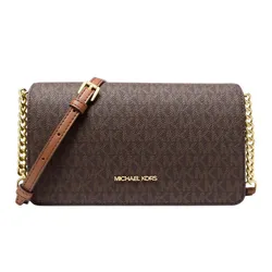 Túi Đeo Chéo Nữ Michael Kors MK Jet Set Travel Medium Logo Crossbody Bag 35F5GTVC8B Màu Nâu