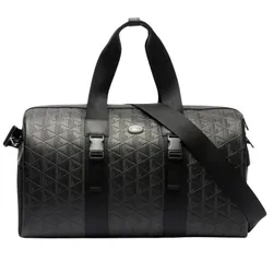 Túi Trống Nam Lacoste Large Monogram Leather Weekend Bag NH4839 - 000 Màu Đen