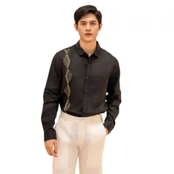 Áo Sơ Mi Nam F2 Fashion & Freedom Linen SMM140-DEN THEU-S-092 Màu Đen&nbsp;Size S