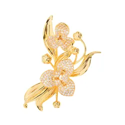 Cài Áo Nữ Meri Trillium Blossom BR123 Màu Vàng Gold